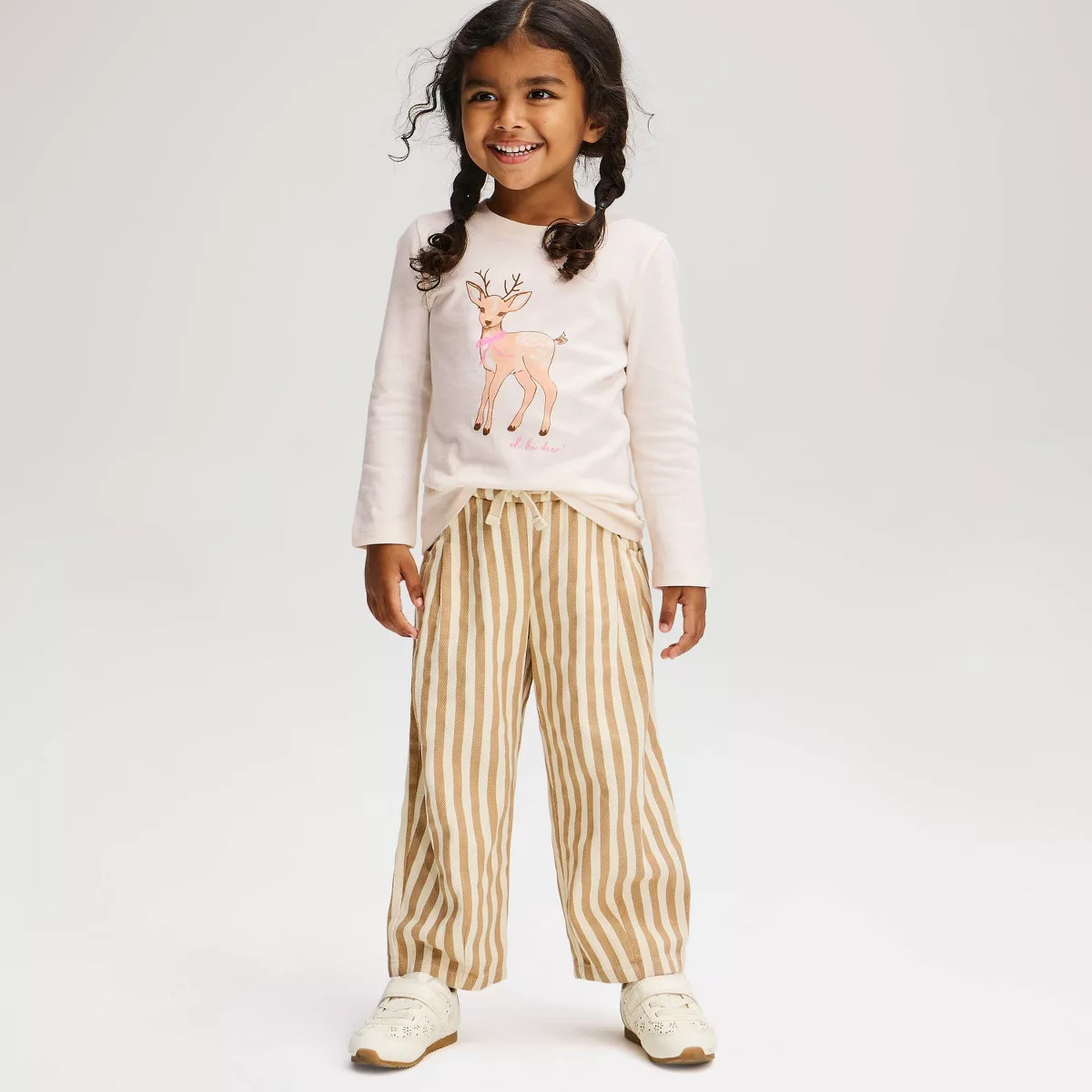 Toddler Girls' Long Sleeve Reindeer T-Shirt - Cat & Jack\u2122 Cream 12M | Target