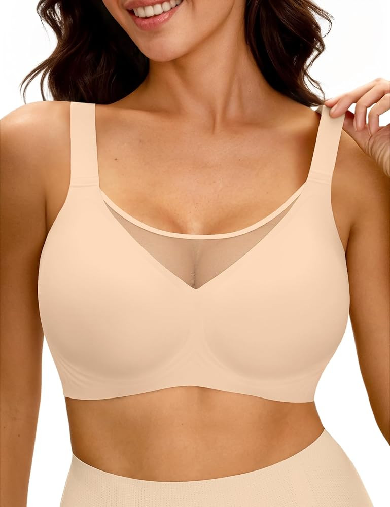 LUCKMEEY Jelly Bras for Women No Underwire Wireless Bras Removable Wide Straps (U/Cross) Push Up ... | Amazon (US)