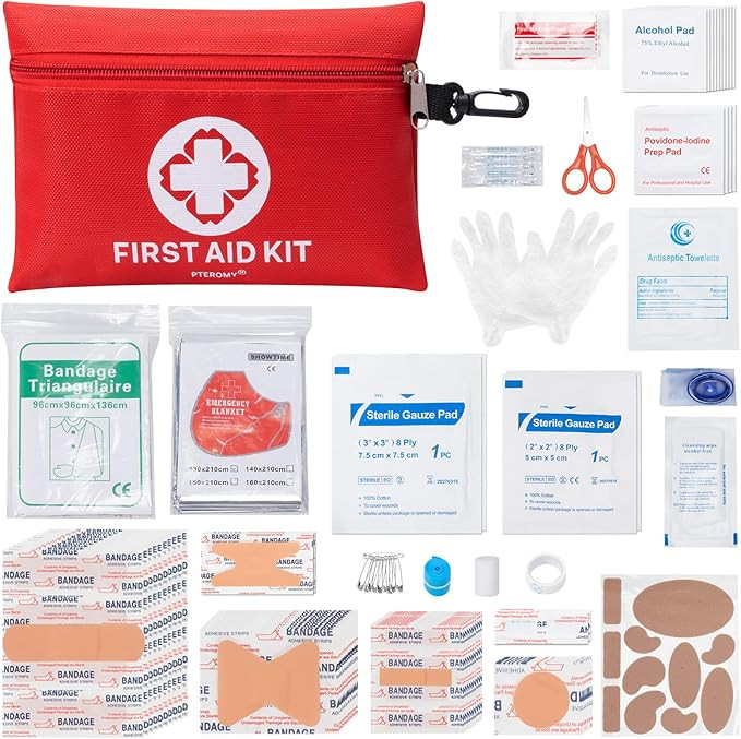 PTEROMY 150 Piece Mini First Aid Kit, Portable Small Emergency Kits Compact 1st Aid Kit for Car, ... | Amazon (US)