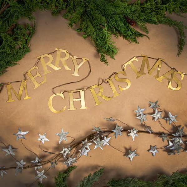 Creative Co-Op 55" L Merry Christmas, Brass Finish Metal Garlands, Multi | Amazon (US)