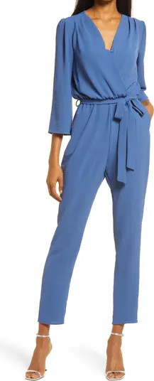 Long Sleeve Belted Jumpsuit | Nordstrom