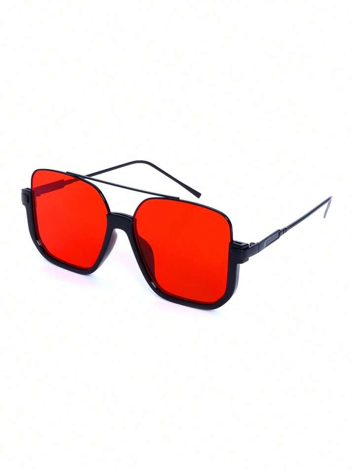 1pc Fashion Half Frame Square Fashion Glasses Street Shoot Versatile Vintage Personalized Summer Sunshade Resort Beach Accessories | SHEIN