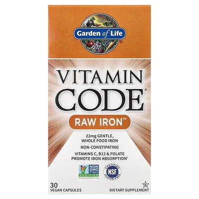 Garden of Life, Vitamin Code®, RAW Iron™, 30 Vegan Capsules | iHerb