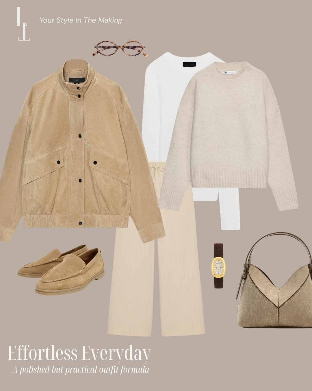 Your style in the making. A considered capsule wardrobe made for everyday 

Capsule, suede jacket, suede, casual outfit, Zara, loafers, neutral outfit 

#LTKuk #LTKspring #LTKstyletip