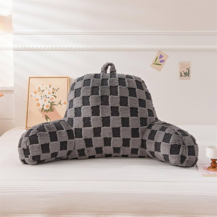 Holawakaka Checkered Reading Pillow with Arms, Adults Backrest Reading & Rest Pillows for Sitting... | Amazon (US)