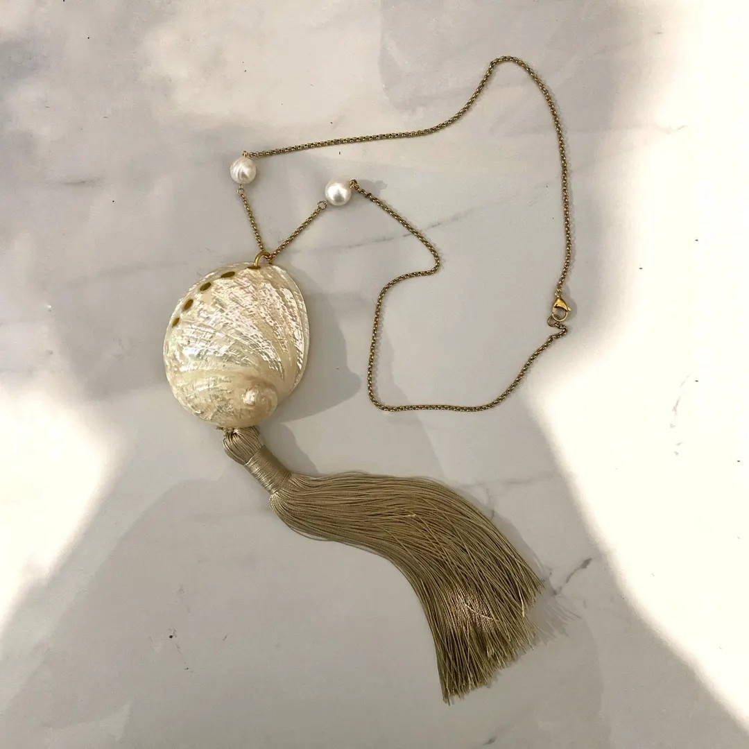 shell Tassel Statement Necklace: Long Boho Bridal Jewelry | Etsy (US)