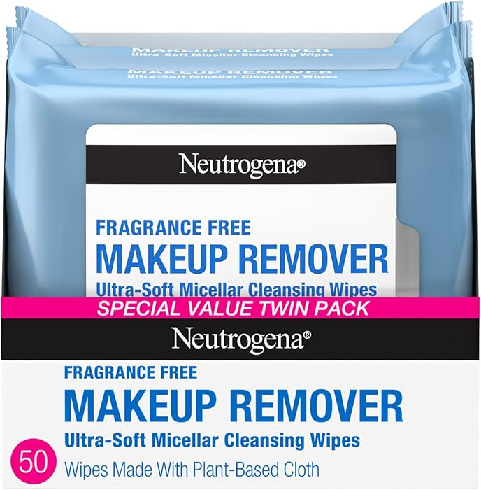 Neutrogena Fragrance-Free Makeup Remover Wipes, Daily Facial Cleanser Towelettes, Gently Removes ... | Amazon (US)