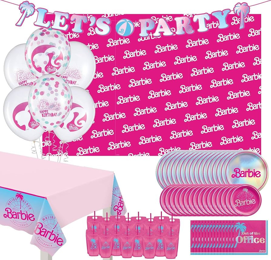 Barbie Kids Birthday Party Supplies, Serves 16 - Dessert & Lunch Paper Plates, Beverage Napkins, ... | Amazon (US)