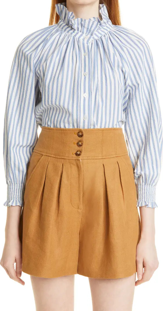 Veronica Beard Calisto Ruffle Collar Blouse | Nordstrom | Nordstrom