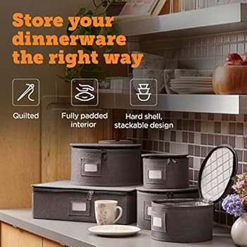 China Storage Set, Hard Shell and Stackable, for Dinnerware Storage and Transport, Protects Dishe... | Amazon (US)