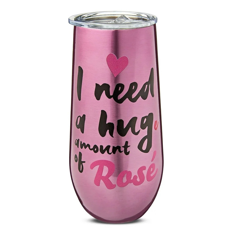 Valentine's Day 12 oz Huge Amount of Rose Pink Stainless Steel Champagne Tumbler, by Way To Celeb... | Walmart (US)