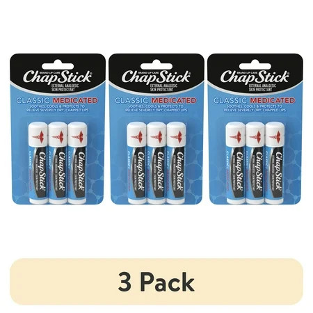 (3 pack) ChapStick Classic Medicated Lip Balm Tube Soothing & Hydrating 0.15 oz 3 Pack | Walmart (US)