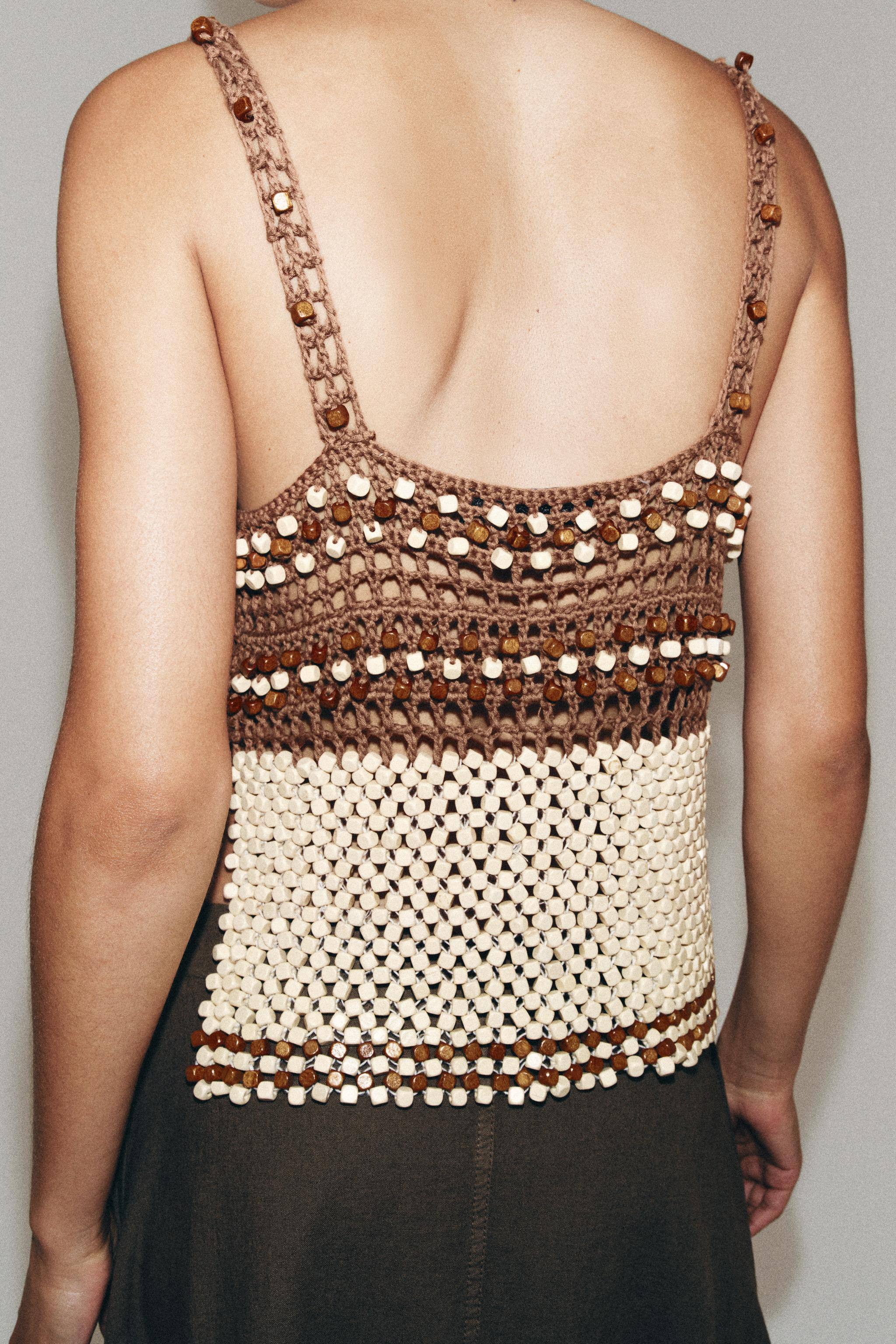 BEADED CROCHET KNIT TOP | Zara UK
