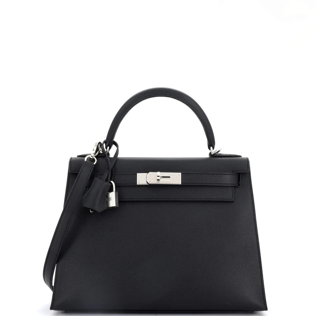 Kelly Handbag Noir Epsom with Palladium Hardware 28 | Rebag