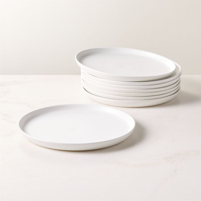 Mori Matte White Dinner Plates Set of 8 | CB2