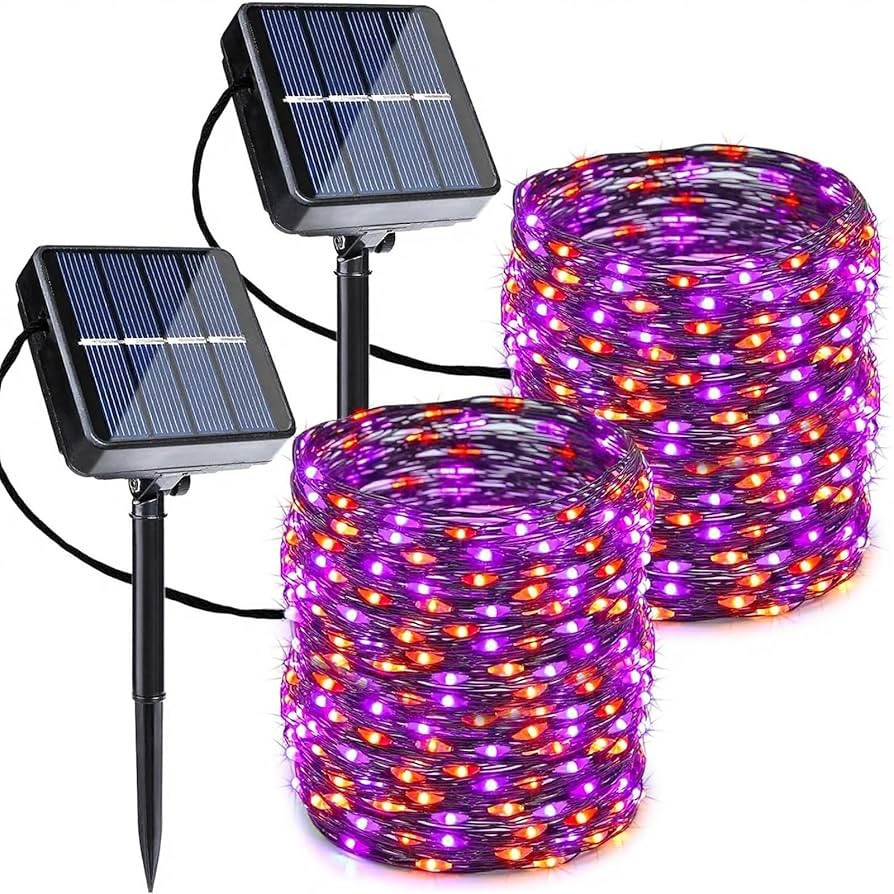 Joomer Orange Purple Halloween Solar String Lights - 2 Pack Total 80FT 240LED Solar Fairy Lights,... | Amazon (US)