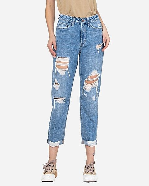 Flying Monkey High Waisted Ripped Mom Jeans | Express