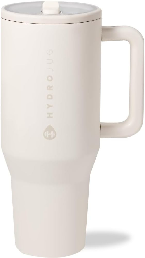 HydroJug Traveler 40oz, Insulated Tumbler with Handle & Straw, Cream | Amazon (US)