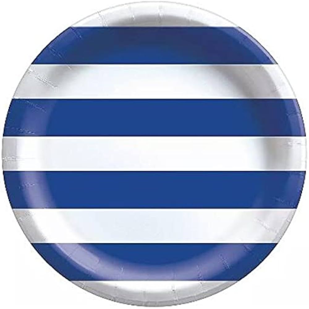 Solid Stripe Paper Plates - 8 1/2" | Bright Royal Blue | Pack of 8 | Amazon (US)
