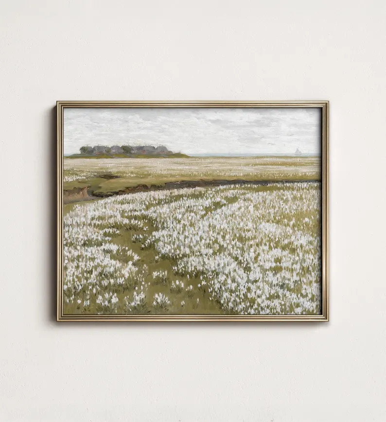 Spring Meadow Painting, Vintage Landscape Print, Country Field PRINTABLE Digital Download North P... | Etsy (US)