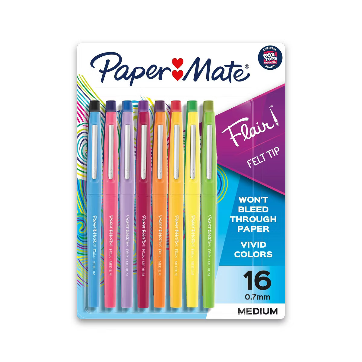 Paper Mate Flair 16pk Felt Tip Pens 0.7mm Medium Tip Multicolor: Colored Pens, Quick Drying, Fade... | Target