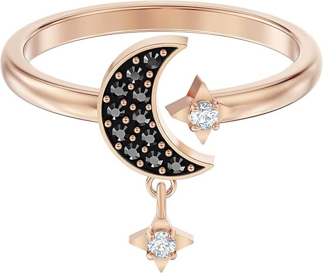 SWAROVSKI Women's Symbolic Moon Ring Collection, Rose Gold Tone Finish, Black Crystals, Clear Cry... | Amazon (US)