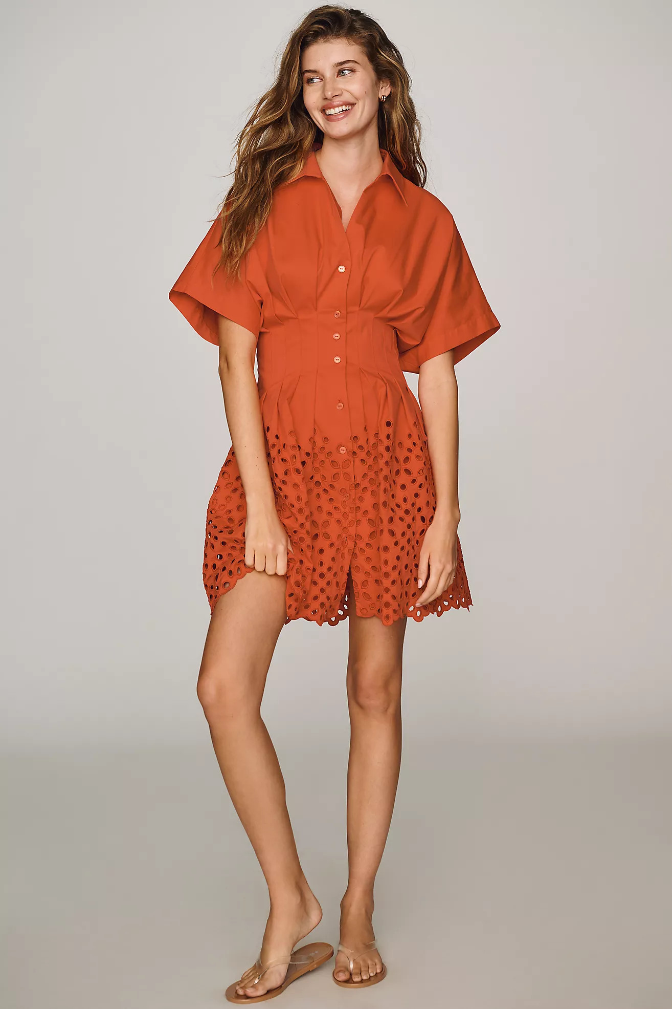 Tobie Eyelet Mini Shirtdress by Exquise | Anthropologie (US)