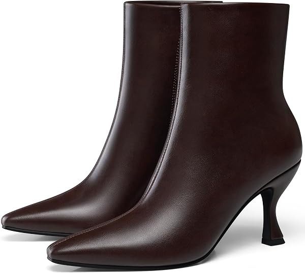 Women Kitten Ankle Boots: 3.5 Inch Comfortable Pointed Toe Boot | Amazon (US)