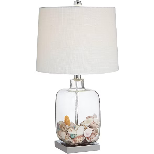 360 Lighting Coastal Accent Table Lamp 21.75" High Clear Glass Fillable Sea Shells White Drum Sha... | Target
