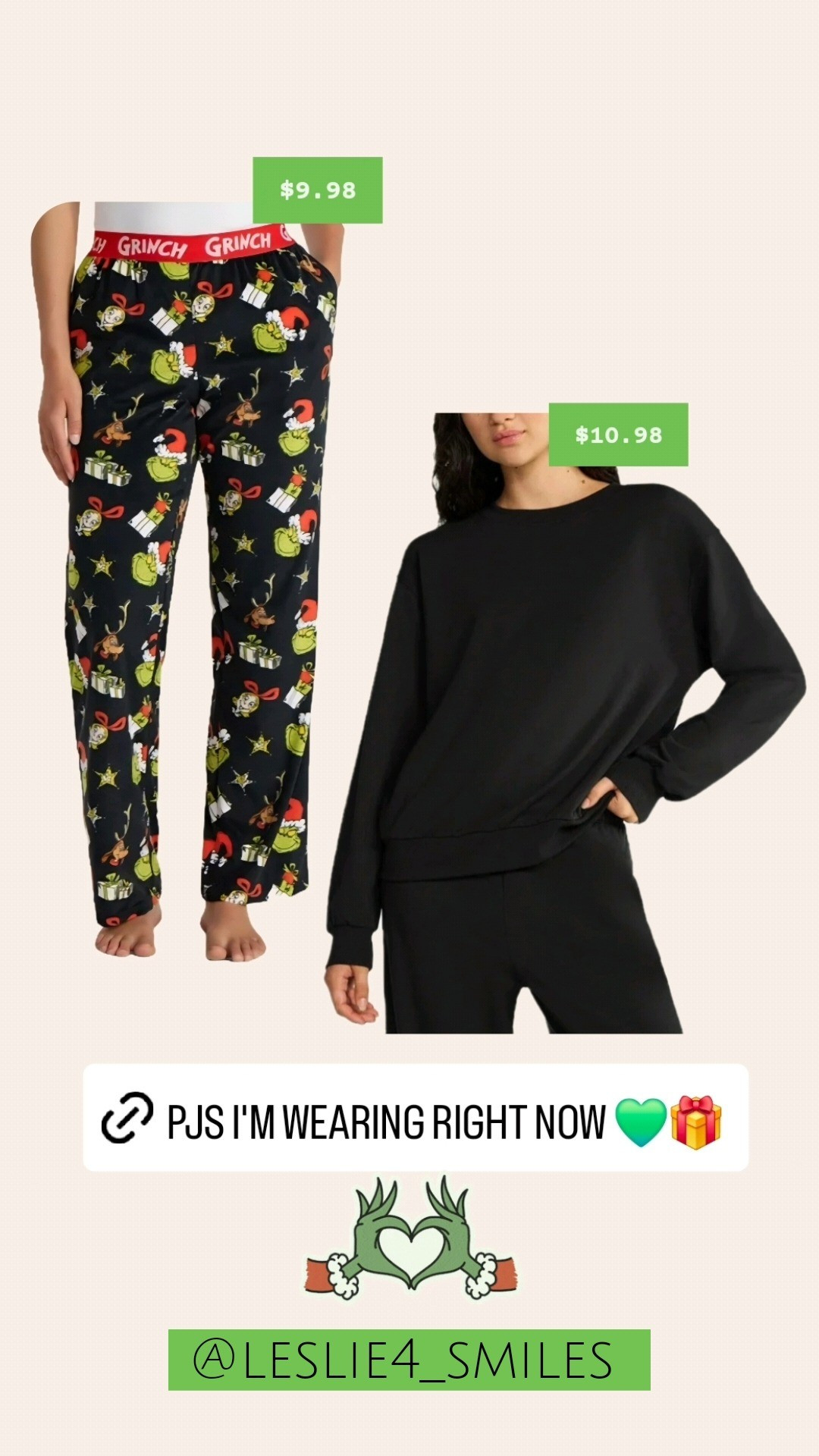 Sz lg in long sleeve black sleep lounge top, sz medium in Grinch pajama pj pants (could've sized up to an large bc of my hippy hips but kept the sz med bc it fits perfect around my waist.) Got hubby sz xl in both his Grinch pants & sweatshirt #Walmart fun Christmas holiday family pjs matching coordinating home comfy November December Walmart affordable over50 over40 curvy midsize everyday comfy lifestyle 

#LTKHoliday #LTKdayinmylife #LTKmomlife