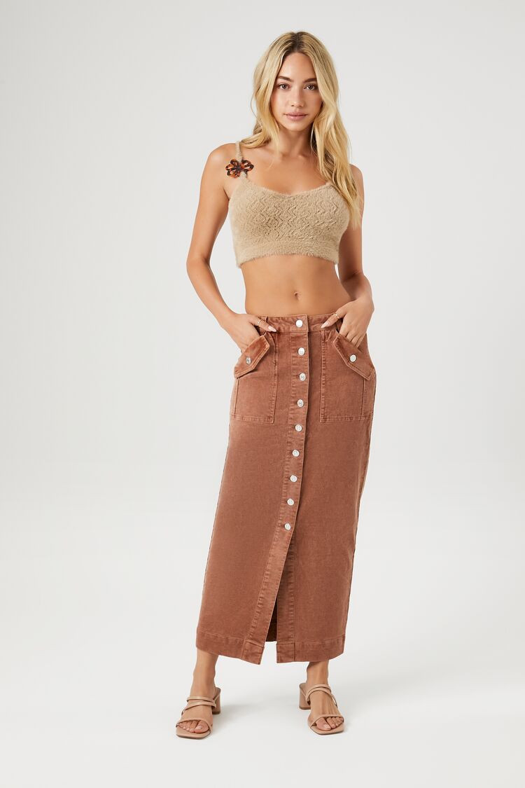 Button-Front Cargo Midi Skirt | Forever 21 | Forever 21 (US)