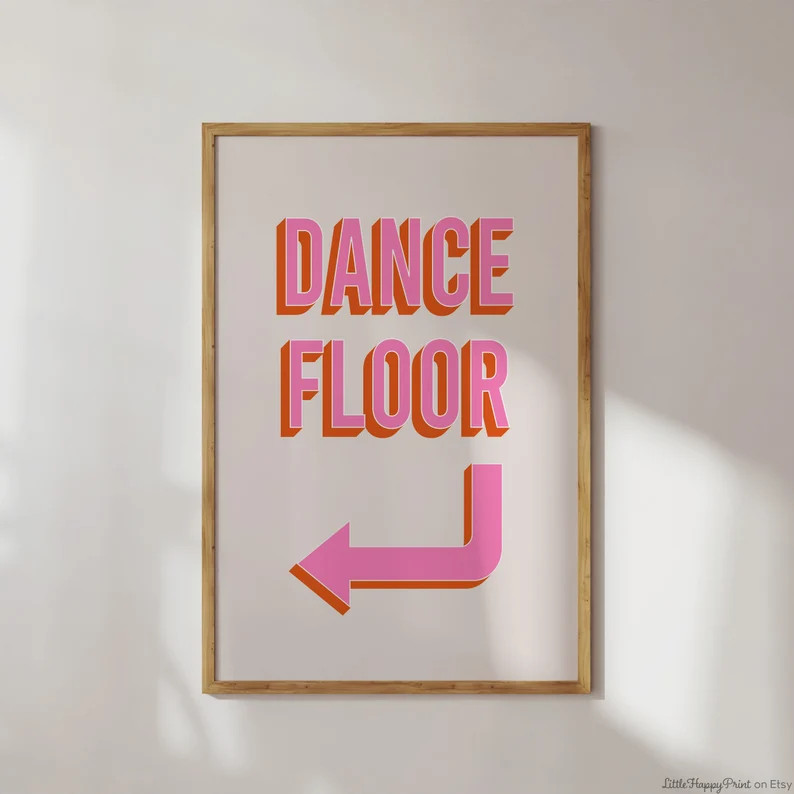 Dance Floor Arrow Print Pink Orange Retro Disco Fun Home - Etsy | Etsy (US)