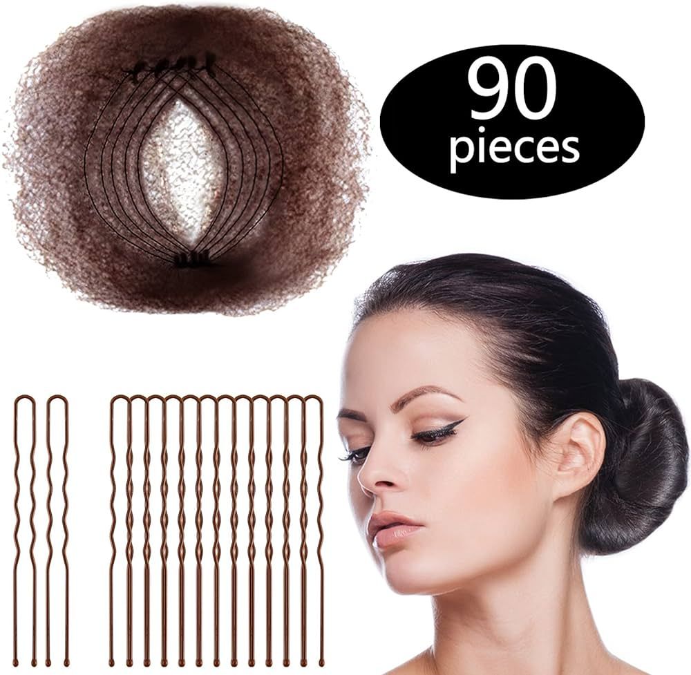 Zonon Hair Nets Invisible Elastic Edge Mesh and U Shaped Pins Set, 50 Pieces 50 cm Individual Pac... | Amazon (US)