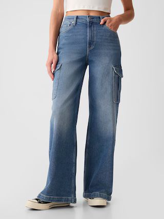 High Rise Stride Wide-Leg Cargo Jeans | Gap (CA)