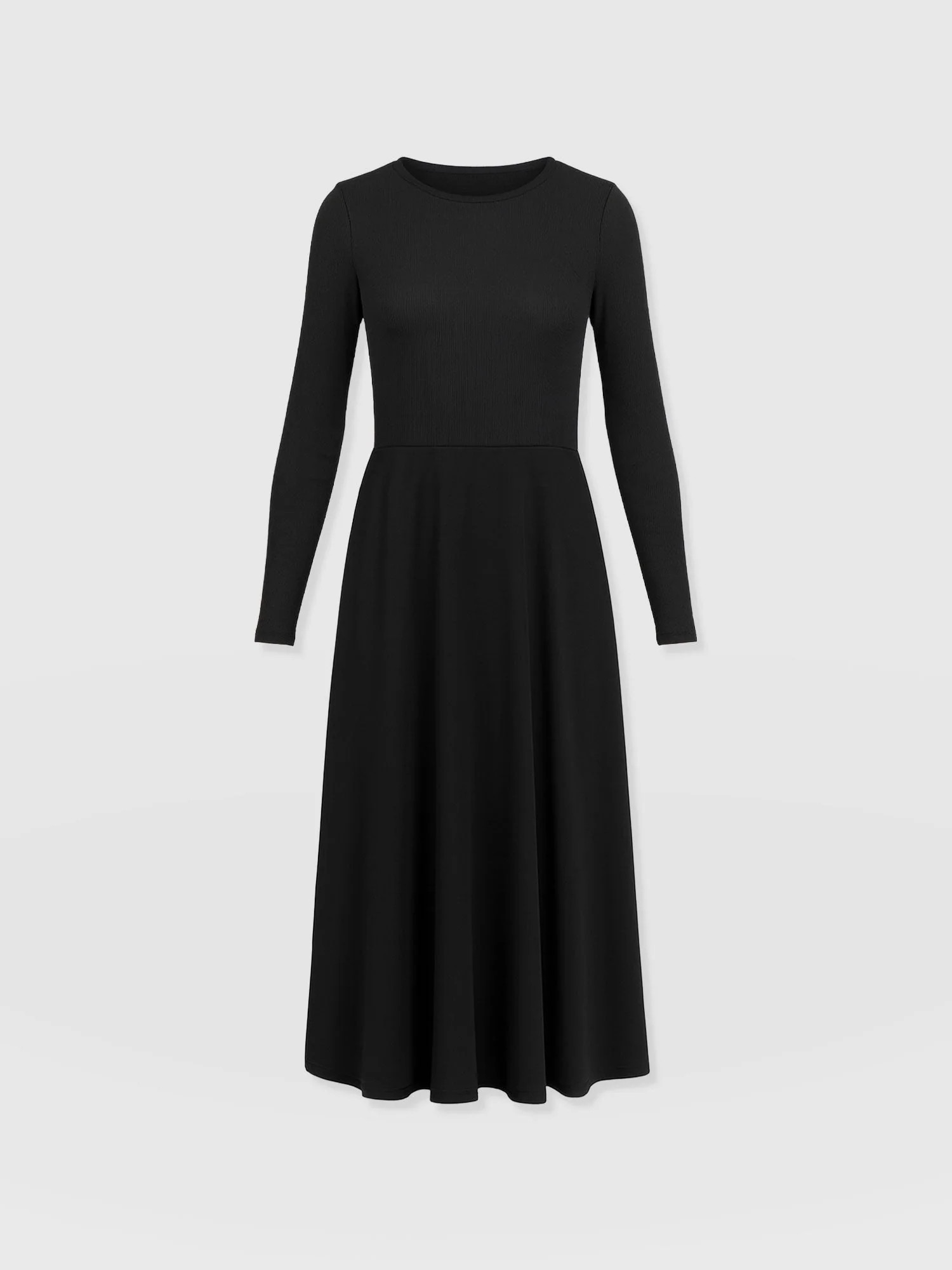 Renee Rib Contrast Long Sleeve Dress - Black | Saint + Sofia