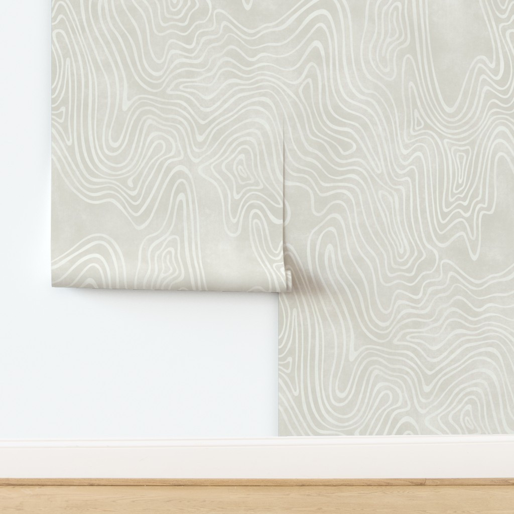 385Calming Rustic Hand Drawn Wave-Textured-Light Beige-Off white Wallpaper bydenesannadesign | Spoonflower