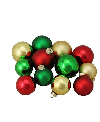 Northlight 96ct Red Green and Gold Shiny and Matte Glass Ball Christmas Ornaments 2.5-3.25" - Mac... | Macy's