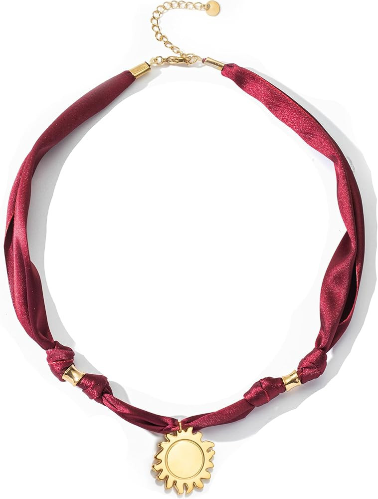 Bandana Necklace for Women,Gold Dainty Charm Necklace with Heart, Cross, Sun Pendants, Carabiner ... | Amazon (US)