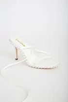 Marqo White Rhinestone Lace-Up High Heel Sandals | Lulus (US)