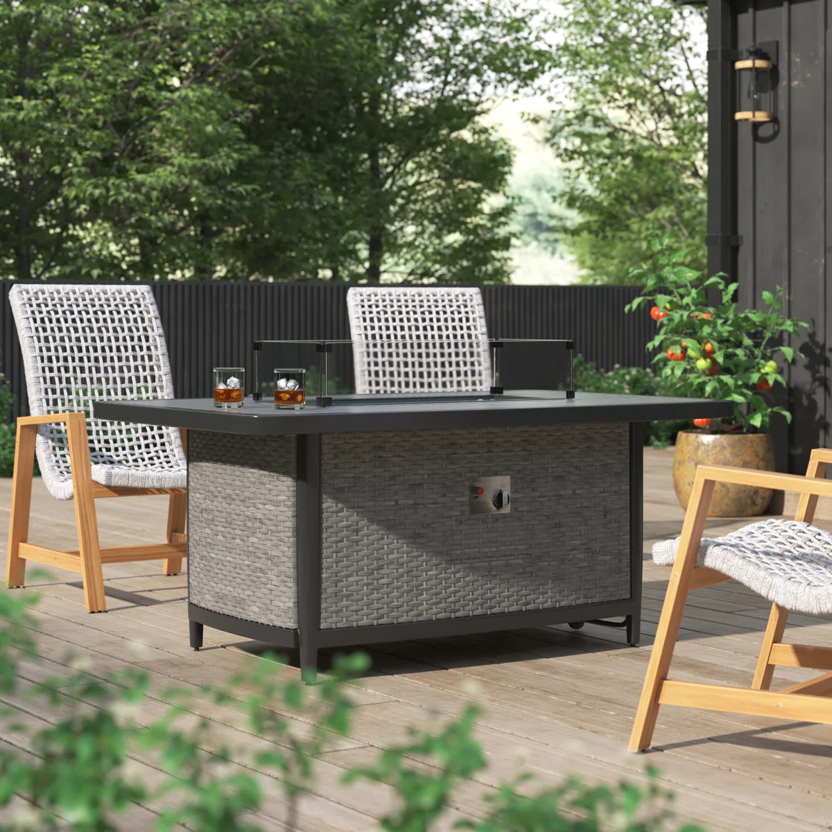 Layden Rectangle Propane Smokeless Fire Pit Table with Hidden Fuel Tank | Wayfair North America