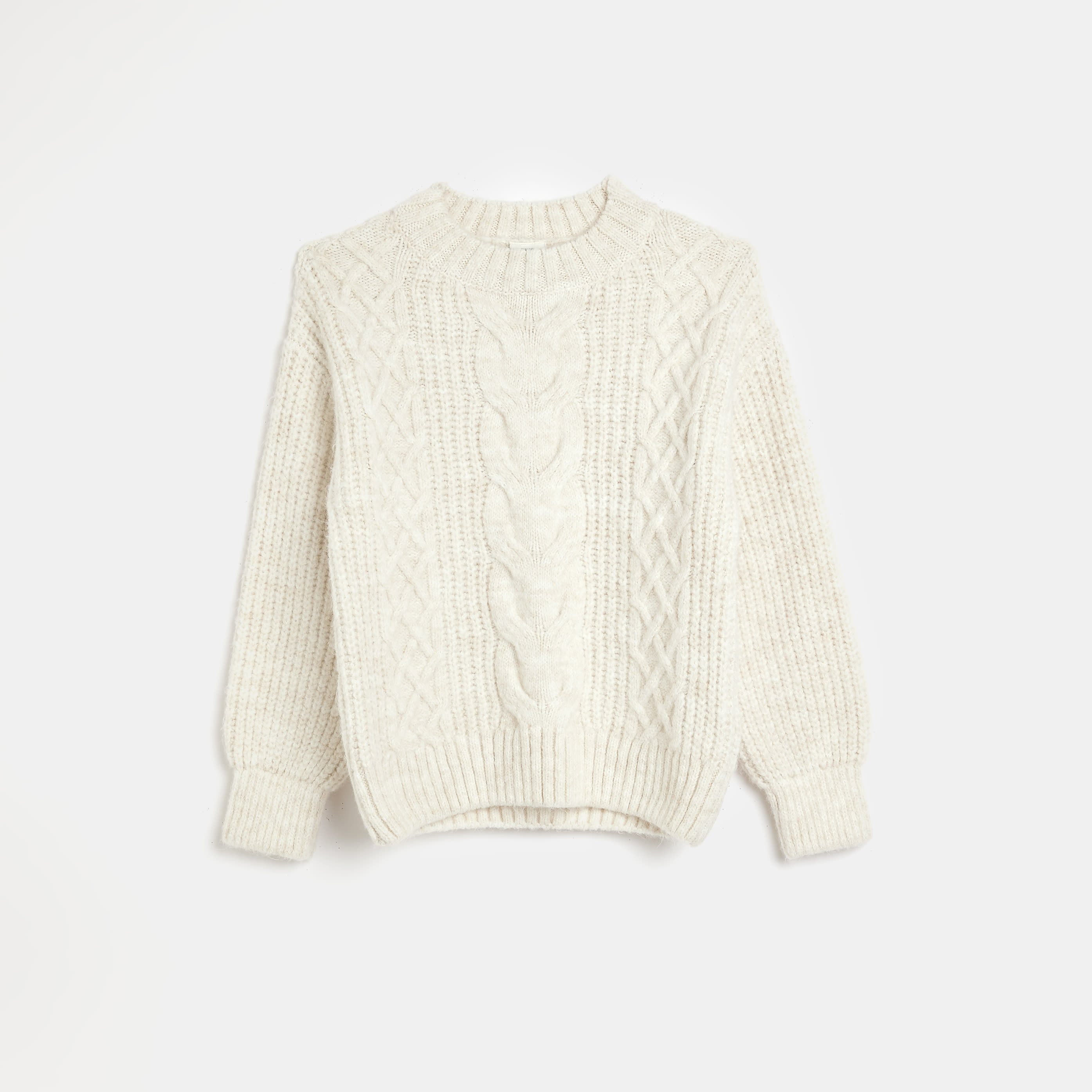 River Island Girls Beige Chunky Cable Knit Jumper | River Island (UK & IE)