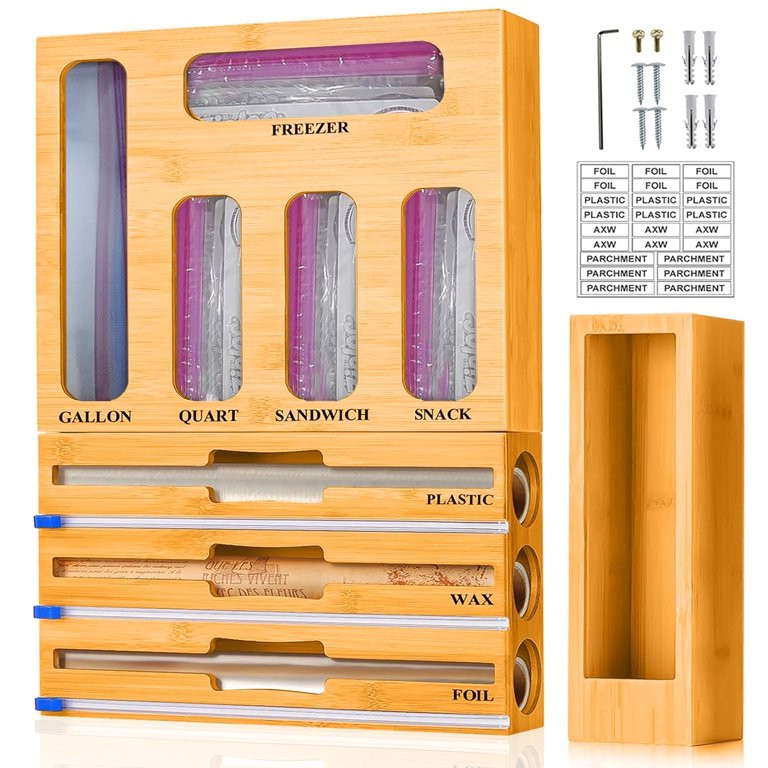 stusgo Kitchen Drawer Organizer for Ziplock Bags,9-in-1 Wooden Ziplock Bag Organizer for Drawer,S... | Walmart (US)