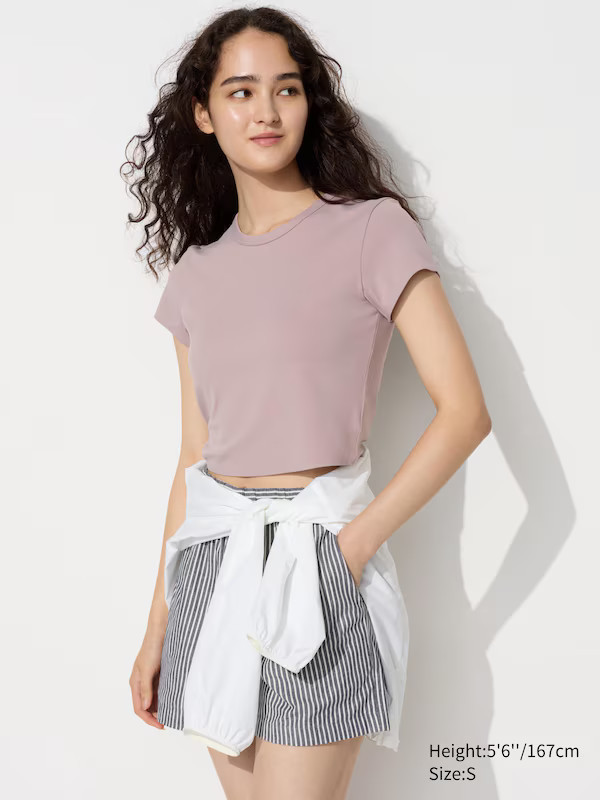 Ultra Stretch AIRism Cropped T-Shirt | UNIQLO (US)