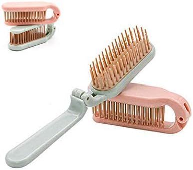 2 Pack Folding Hair Combs Hair Brush Compact Pocket Size Travel Purse Locker , Blue & Pink | Amazon (US)