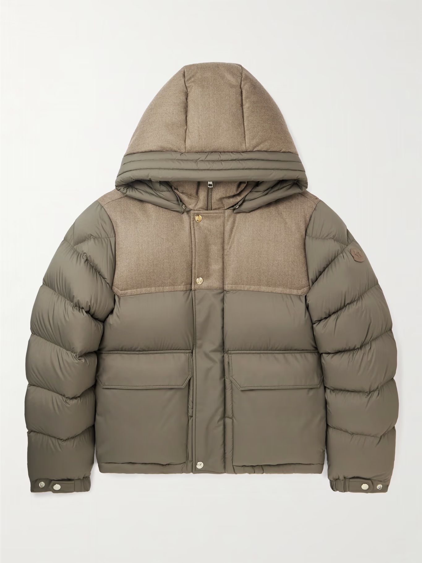 Mussala Logo-Appliquéd Flannel and Quilted Shell Down Hooded Jacket | Mr Porter (US & CA)