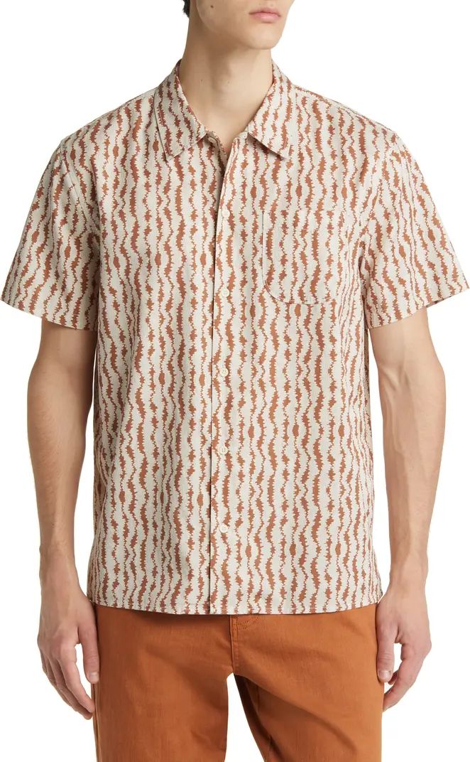 Regular Fit Wavy Stripe Short Sleeve Button-Up Shirt | Nordstrom