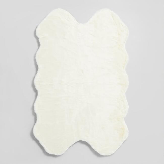 Ivory Faux Sheepskin Area Rug | World Market