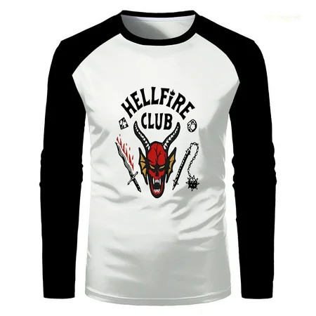 Stranger Things mens Stranger Things Hellfire Club Young Men s Long Sleeve Raglan Tee | Walmart (US)