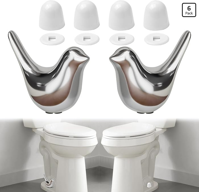Ceramic Silver Bird Toilet Bolt Covers, 2 Birds and 4 Plastic Caps | Amazon (US)