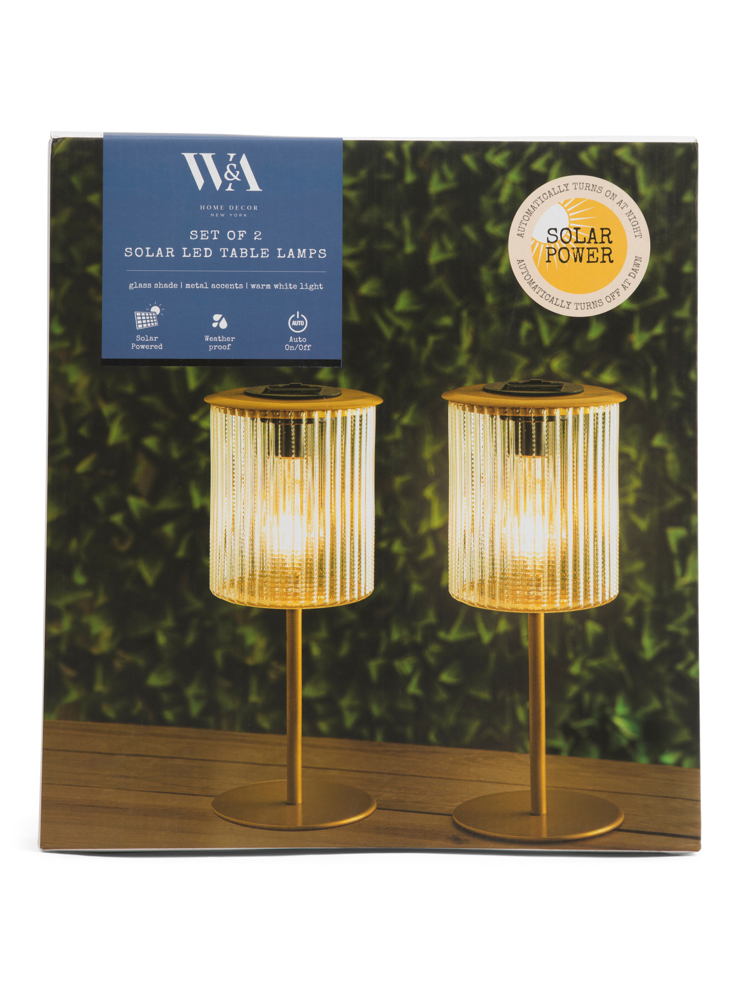 2pk 12x5in Metal Glass Solar Table Lamp Set | Home | Marshalls | Marshalls